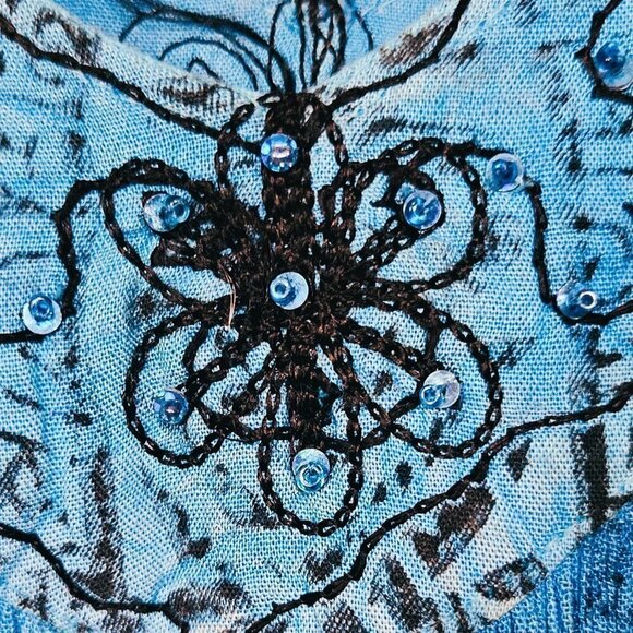 NWT Shoreline Turquoise V-Neck Embroidered Tunic - 1X - Picture 5 of 8